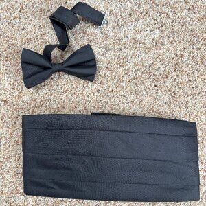 Classic Black Silk Bowtie & Cummerbund Set